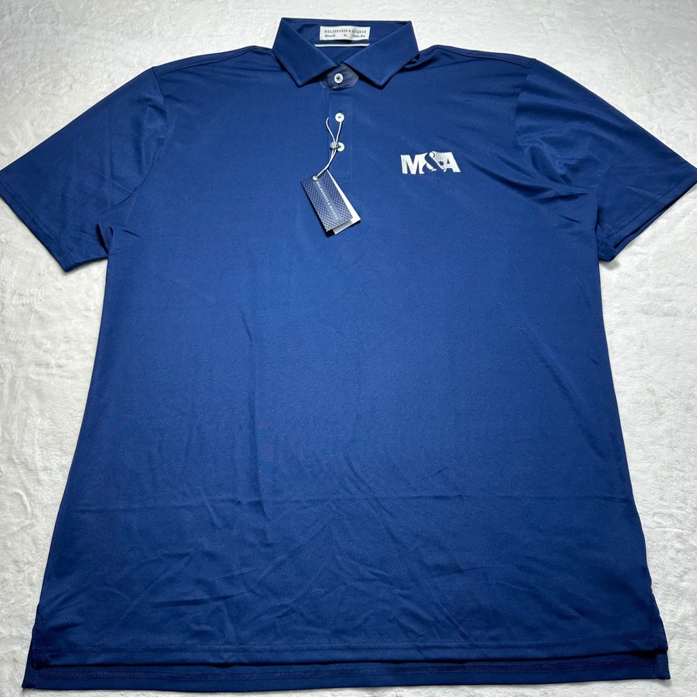 Holderness & Bourne XL Golf Preppy Polo‎ Shirt  Navy M&A Logo Tailored Fit